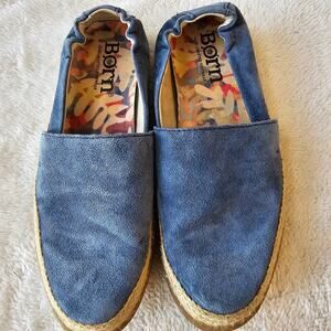 Born Women's Castries Leather Suede Espadrille Slip On Loafer Shoes Size 6M Blue